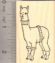 Alpaca Wearing Yarn Sweater Rubber Stamp