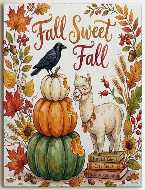Alpaca Pumpkin Fall Wall Art