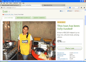 Alpaca Fans help Food Seller from Pucallpa Peru with a Kiva Loan