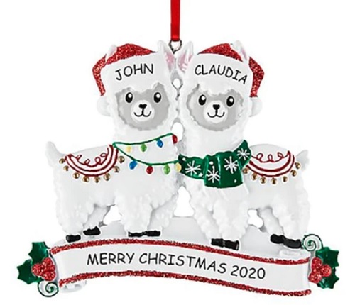 Alpaca Couple Christmas Ornament for sale by PurelyAlpaca