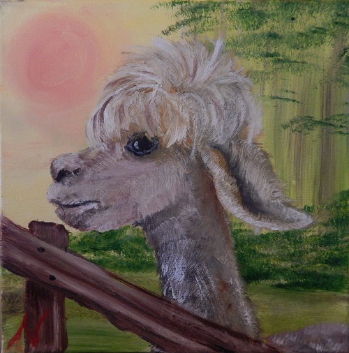 Spring Alpaca painting by Dr. Nancy James